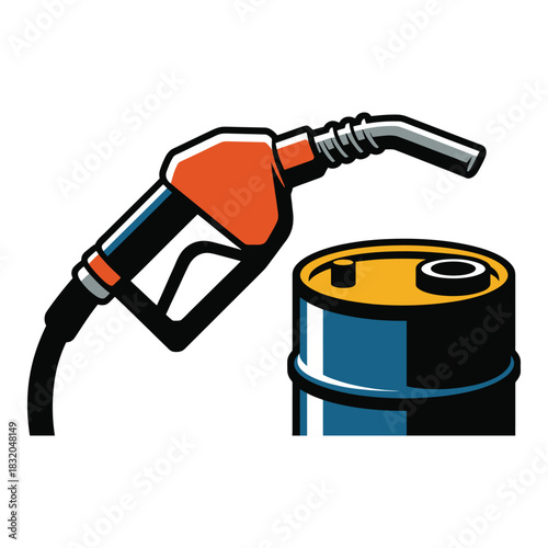 Fueling up a barrel with a gas pump nozzle