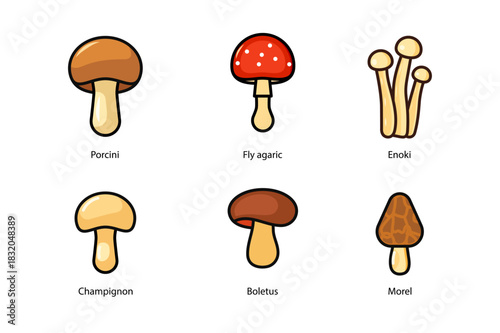 Mushroom icon Collection Vector Art