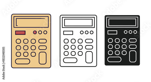 Calculator vector icon set illustration mathematics finance