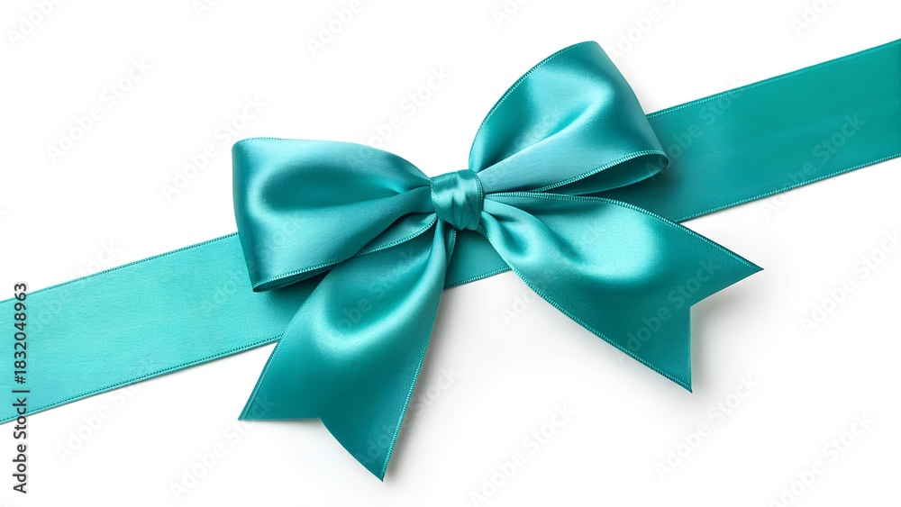 Naklejka premium Teal Satin Ribbon Bow for Modern Gift Wrap