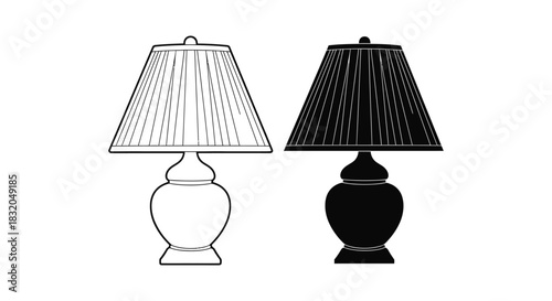 Table lamp vector illustration home decor lighting design set