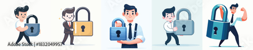 vector man carrying padlock sign of privacy