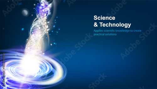 Science template for your card, wallpaper or banner with a DNA molecules of polygons. Vector illustration.