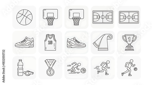 Basketball Icons A Set of Sports-Themed Graphics for Websites and Applications