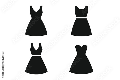 Diverse styles of women's dresses in various formats for casual and formal occasions