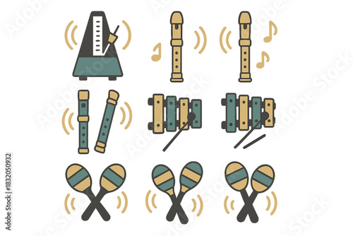 Different musical instruments and their sounds illustrated in a colorful design in a simple and engaging layout