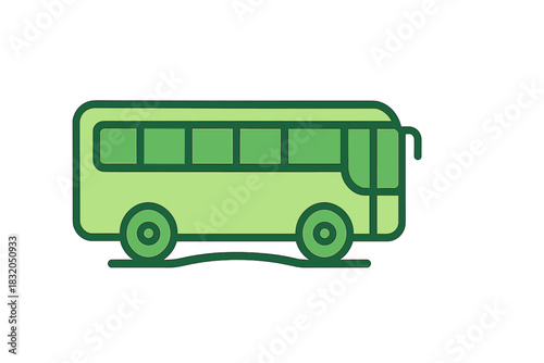 Green bus illustration in a simple design representing urban transport and sustainability