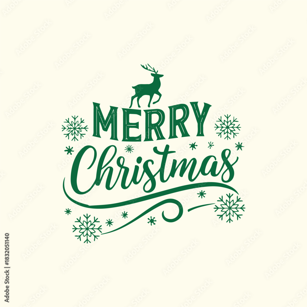 Fototapeta premium Snowflake Christmas Typography