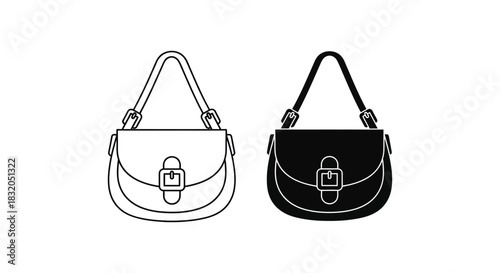 Black purse vector illustration fashion handbag design set