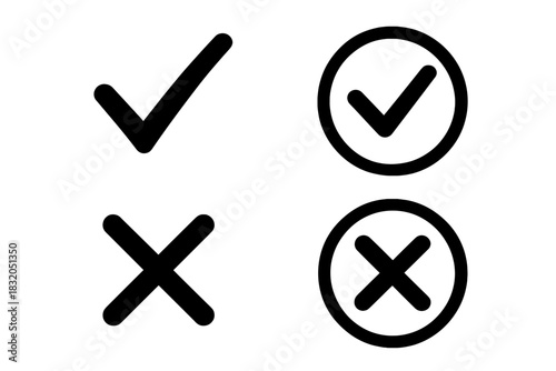 Check and cross symbols used for validation and verification