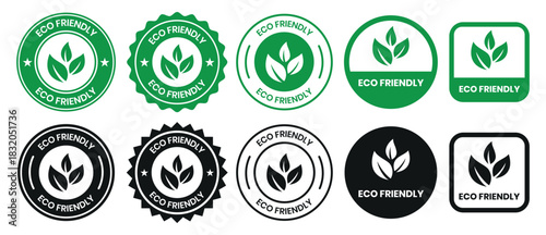 Set of eco friendly icons. Ecologic food stamps. Organic natural food labels. eco friendly logo, label, sign, badge, symbol, banner, line, flat vector, isolated illustration.