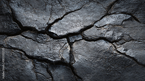 A textured grey rock with striking, intricate cracks creating a mesmerizing pattern. It evokes a sense of age and geological wonder