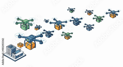 Drone Delivery Fleet - The Future of Package Transport.