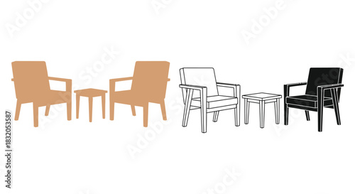 Buy orange armchairs and side tables furniture set online now
