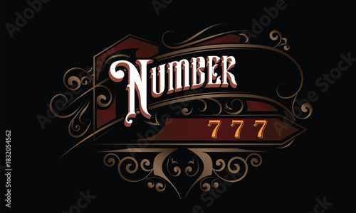 NUMBER 777 lettering custom style design