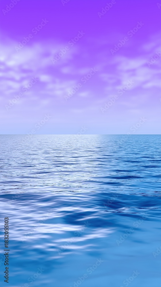 Fototapeta premium Tranquil ocean scene with purple sky and soft clouds at sunset
