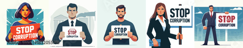 vector gesture of man saying %22Stop Corruption%22