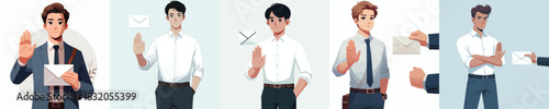 vector gesture of man refusing bribe envelope