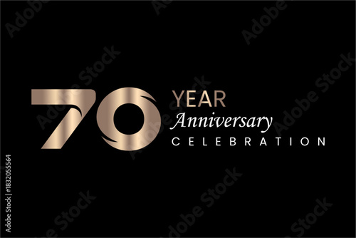 Elegant 70 Year Anniversary Celebration Gold Logo Design.