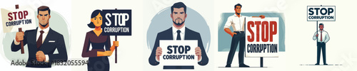 vector gesture of man saying %22Stop Corruption%22