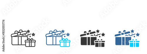 gifts / presents icon set multiple style collection