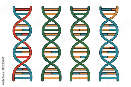 Colorful DNA strands showcasing genetic structures in a simple and clear design