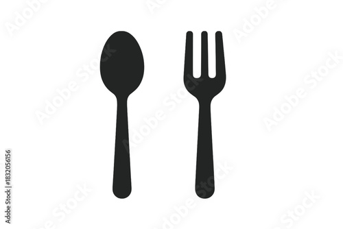 Utensils design showing a spoon and fork side by side in a simple black silhouette style