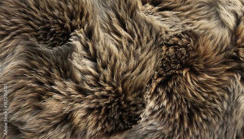 Seamless, ultra-realistic illustration of soft, thick, natural brown animal fur with various tones and dense fibers