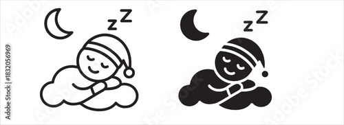 baby mascot logo sleeping leaf and wind comfortably. Sweet dream illustrations. cute baby sleep