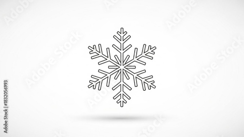Outline icon of a snowflake on a white background, representing winter, cold weather, holidays, christmas, and frost. simple graphic design.