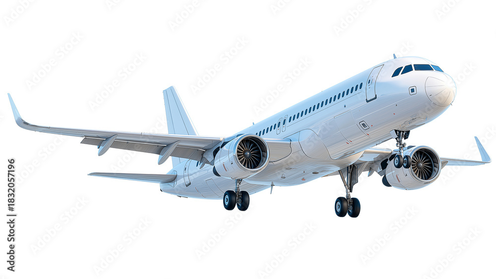 Obraz premium Airplane flying isolated on transparent background.