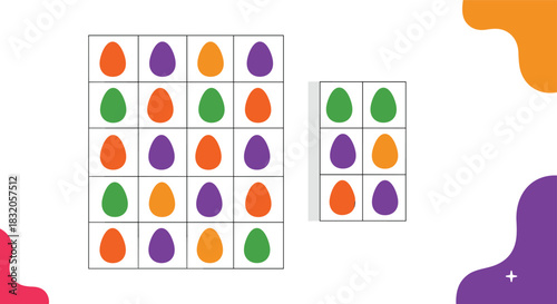 A simple and educational Sudoku logic puzzle game for young children, using colorful Easter eggs to complete the grid pattern.