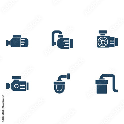 Collection of industrial pump and motor icons
