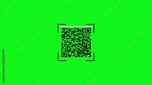 Scan QR code motion. QR Code Scanner Animation on green screen. Digital Scanning the QR code 4k video.