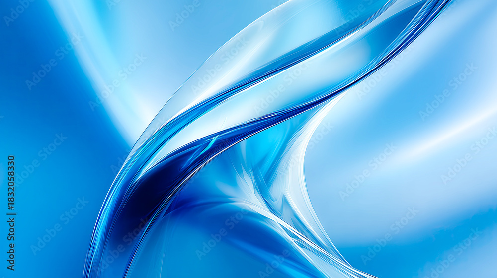 Obraz premium Flowing blue waves create a serene and calming visual experience in a bright space