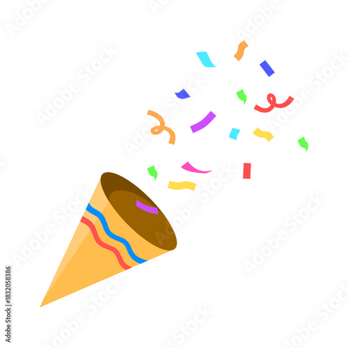 Illustration of Party Popper with Confetti