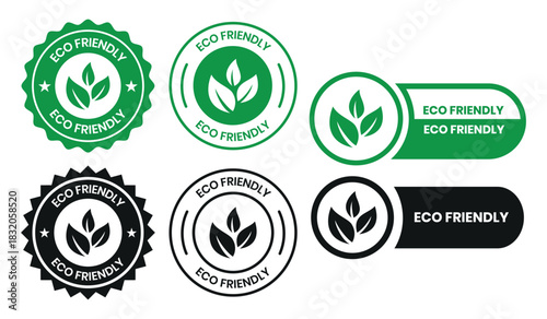 Set of eco friendly icons. Ecologic food stamps. Organic natural food labels. eco friendly logo, label, sign, badge, symbol, banner, line, flat vector, isolated illustration.