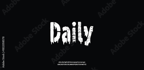 Modern brush Font. Hand Made Brush Typeface. Vector Stock Illustration. Brush stroke Alphabet. Typography for scary headlines and horror movie scenarios