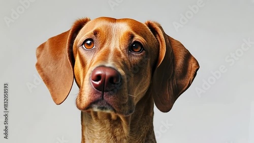 Wallpaper Mural A close-up portrait of a brown Vizsla dog with expressive eyes and a shiny coat. The dog appears alert and attentive, showcasing its friendly demeanor. Torontodigital.ca