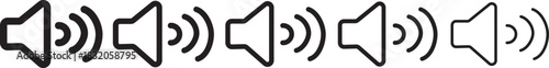 speaker icon set. noise icons symbol. sound level. silent signs .Mute sound icon concept. graphic design, Volume icon set. Speaker icon set. volume icon vector. loudspeaker icon vector.