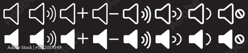 speaker icon set. noise icons symbol. sound level. silent signs .Mute sound icon concept. graphic design, Volume icon set. Speaker icon set. volume icon vector. loudspeaker icon vector.