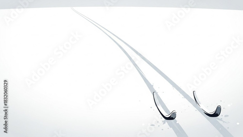 Two curved surgical forceps or instruments lying on a bright white surface, creating long shadows that recede into the distance