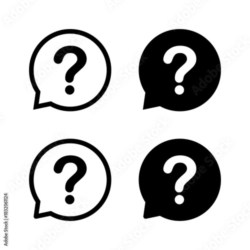Question mark in speech bubble icon. FAQ, ask, confusion, and information request symbol
