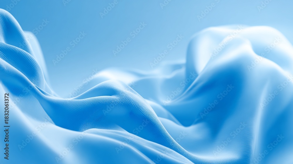 Obraz premium Flowing Fabric Abstract Rendering, Blue Color Theme