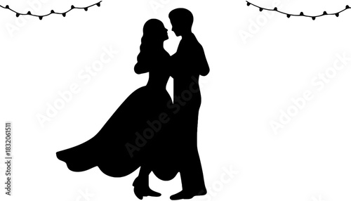Silhouette dancing couple vector illustration stock image