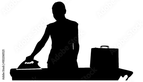Silhouette ironing service for business travel preparation