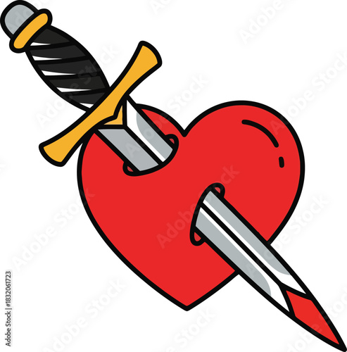 Heart Pierced by Dagger: A Symbol of Love and Betrayal.
