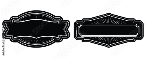 Retro blank metal sign in black and white, vintage typography style, for bar decoration