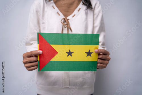 Proud Hands Displaying São Tomé and Príncipe Flag