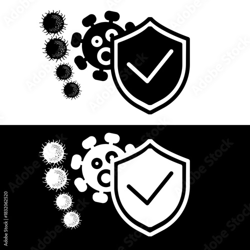Virus Protection Shield and Immunity Concept Vector Icon.